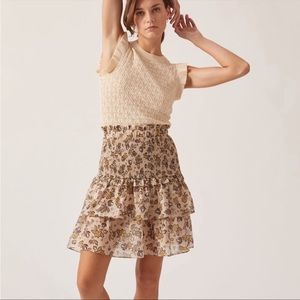 Anthropologie current air ruffled crewneck mini sweater dresses. Neutral colors